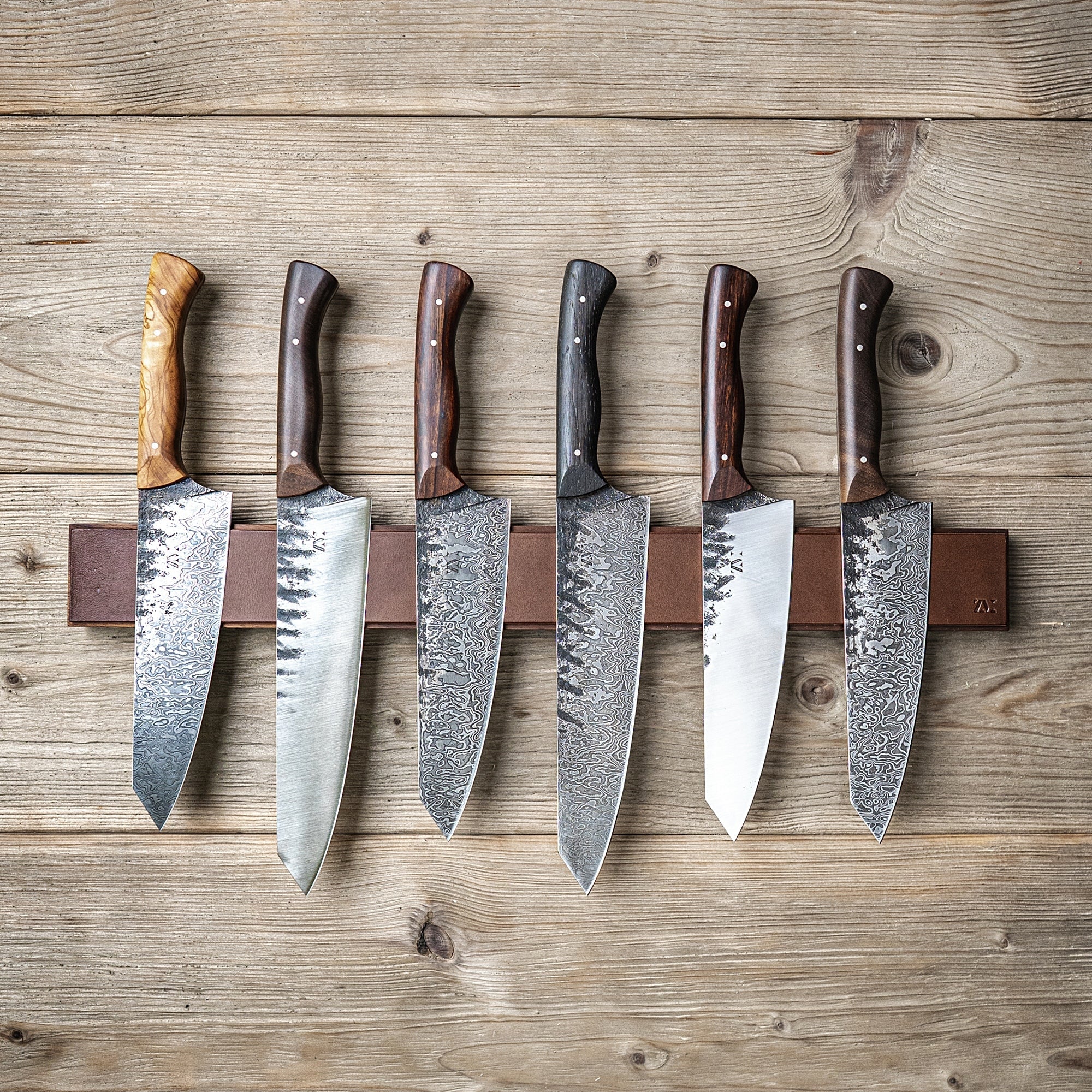 Magnetische Messerleiste Leder dunkelbraun