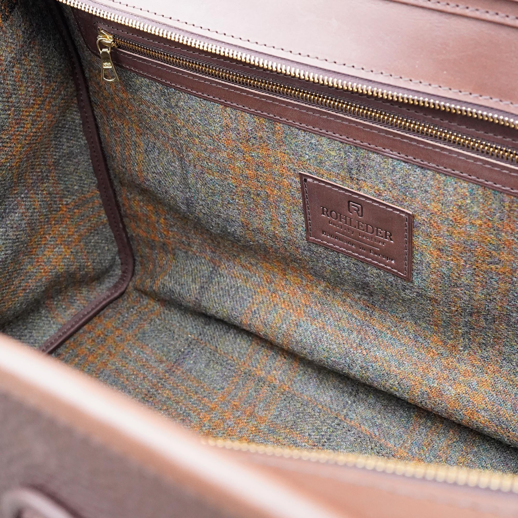 Innenfutter von braunem Leder Weekender