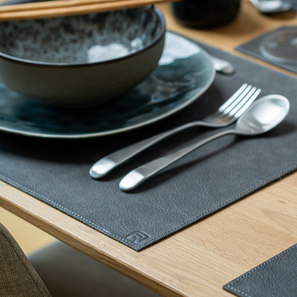 Tischset Leder schwarz