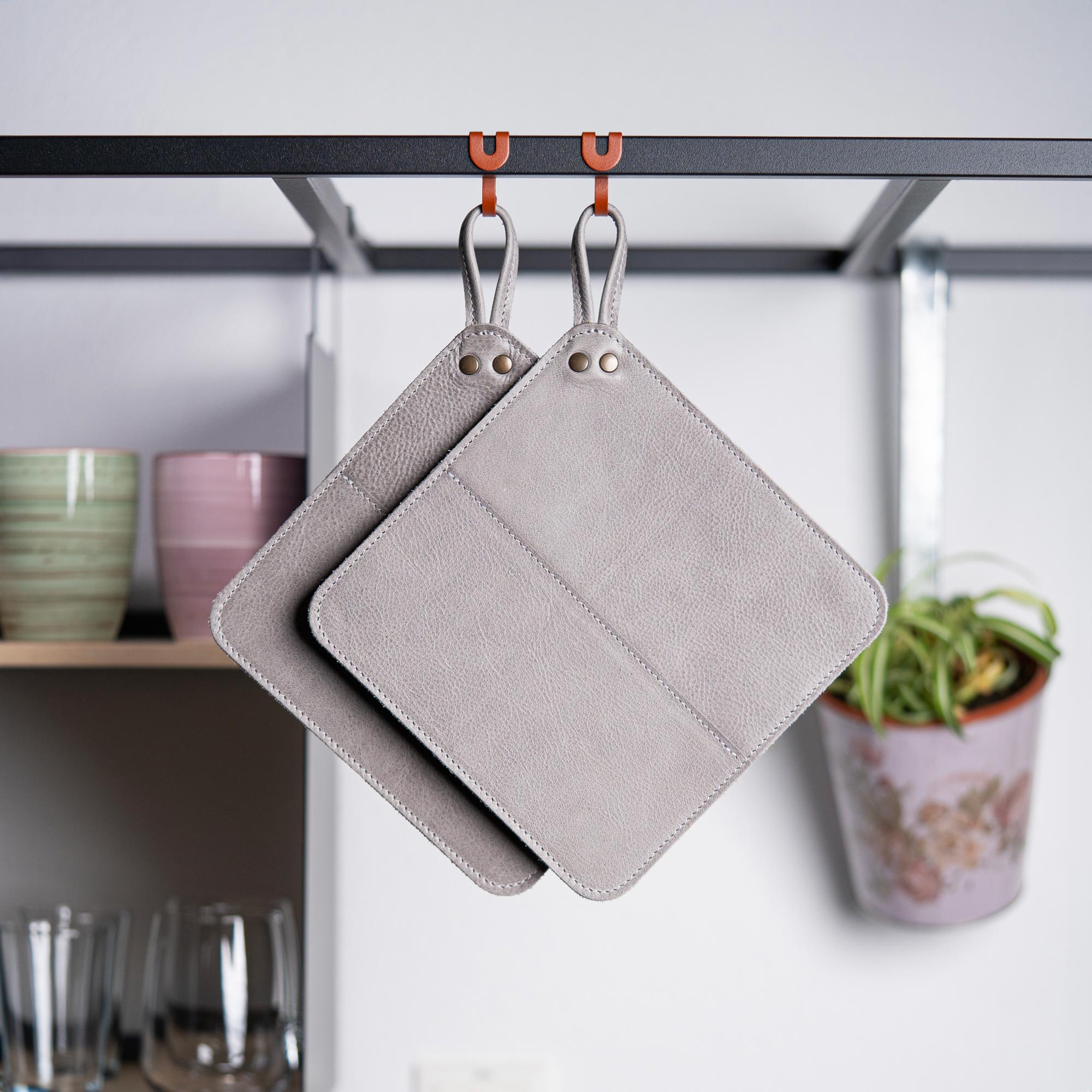 2 x Leather Potholders